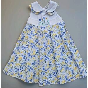 BT Kids Girls Light Blue Yellow Embellished Floral Sleeveless Dress Size 3T